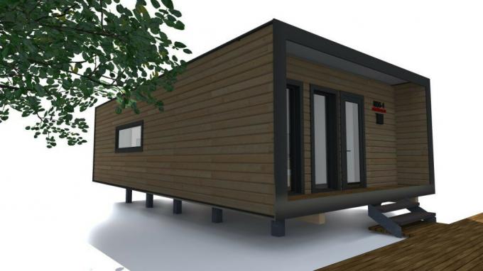Modüler ev projesi. Sadece aynı başlangıç ​​paketi - mutfak-salon, yatak odası ve banyo. Kaynak - YARSNIP