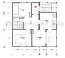 Küçük bir bölümü için 50 m2 8x8 House 2 yatak odası alanı