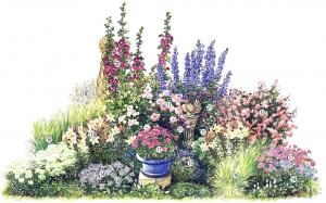 Flowerbed "İmparatoriçe": zevkli yaz (3 m) şeması, fotoğraflar, açıklama için lüks çiçek bahçesi